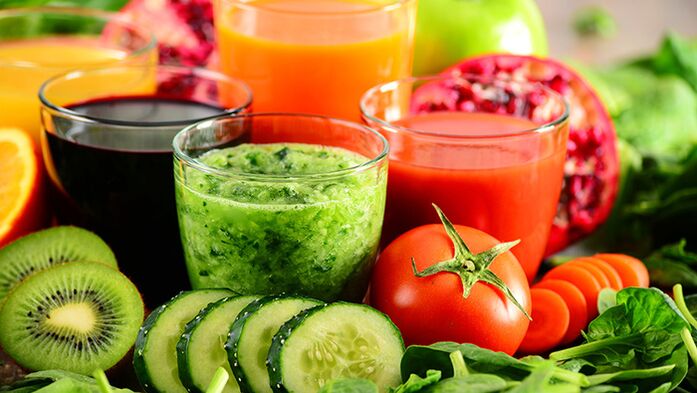 Bebidas de frutas e vegetais em dieta para beber